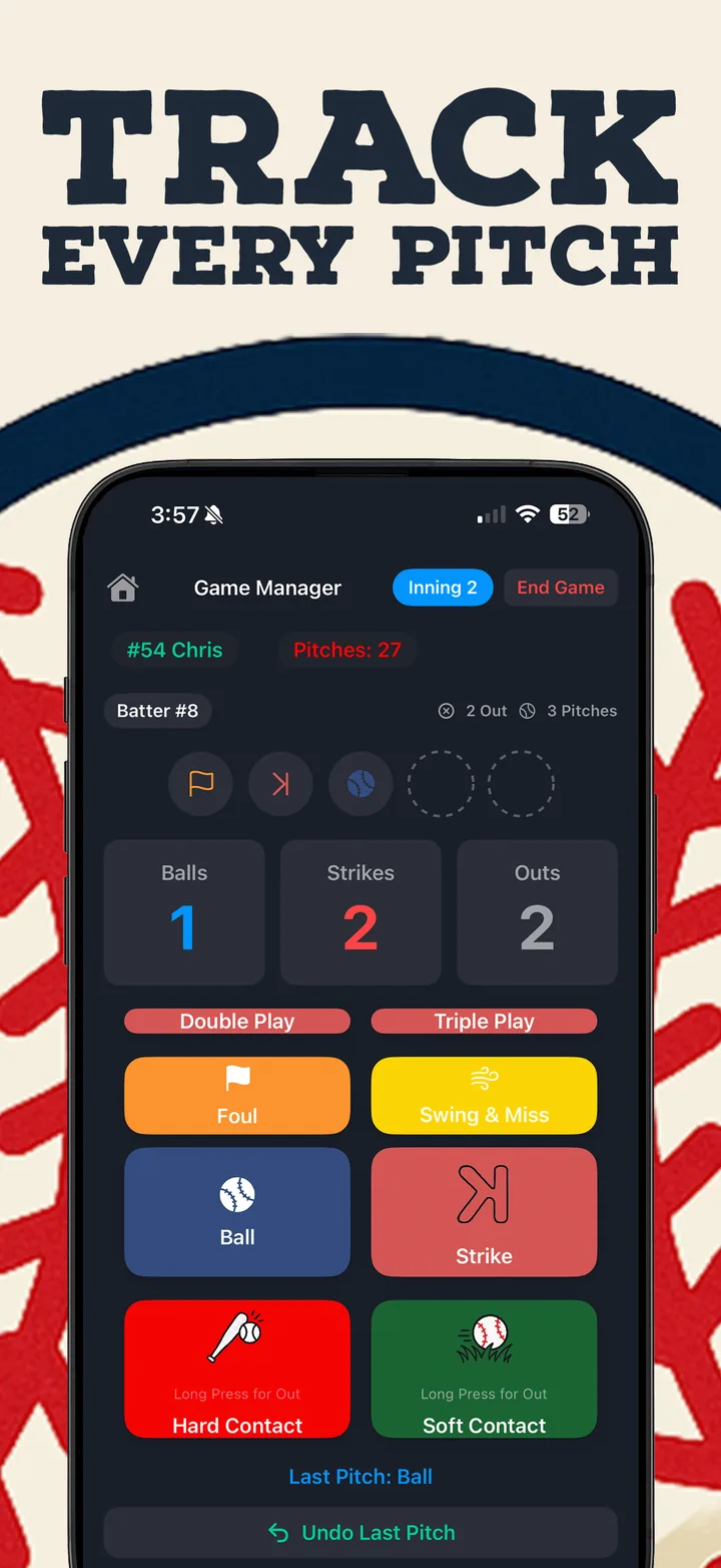 Pitch Tracker screen showing pitch tracking